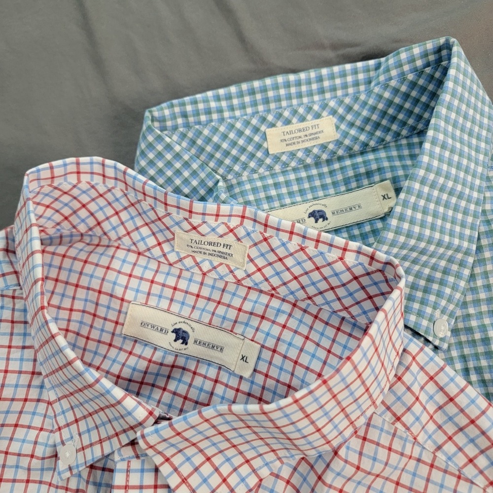 Onward Reserve Shirts Mens XL Plaid Tailored Multicolored Long Sleeve Button
